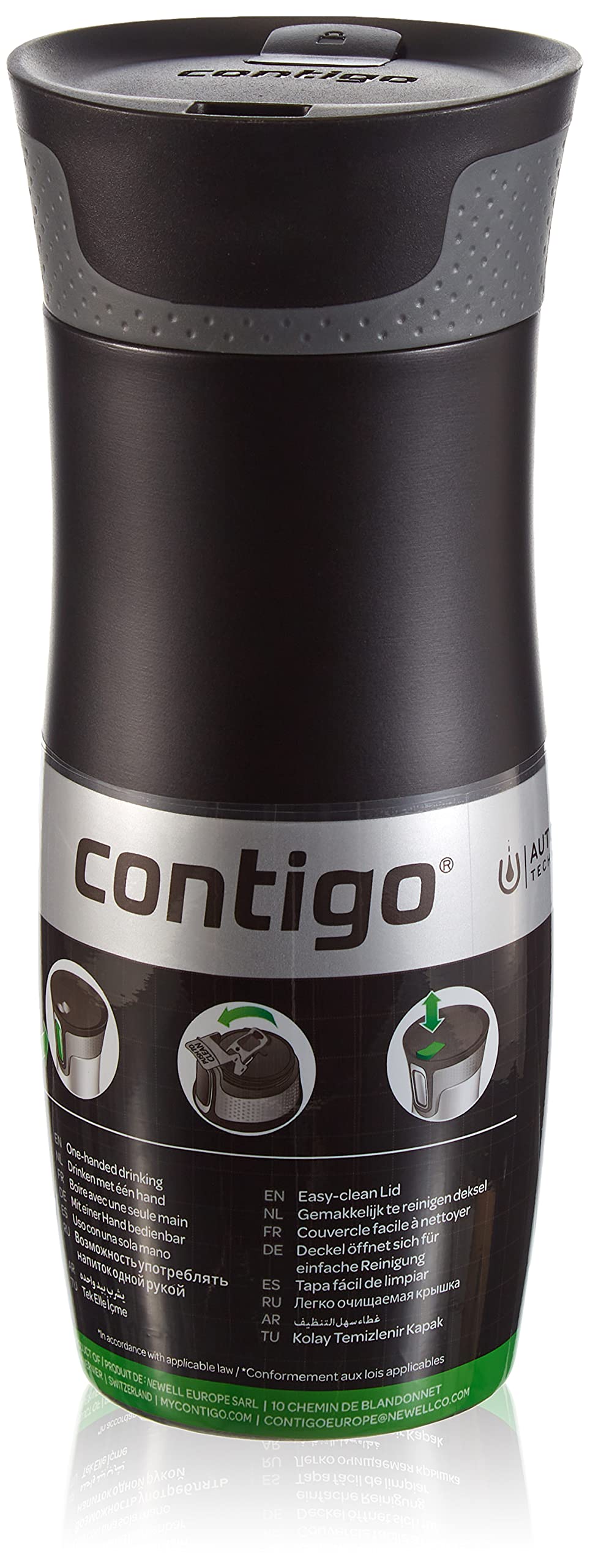 Contigo West Loop Autoseal Travel Mug, Stainless Steel Thermal Mug, Vacuum Flask, Leakproof, Coffee Mug with BPA Easy-Clean Lid, Matt Black, 470 ml