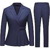 Women's 2 Piece Sets Pants Suits Dressy Business Casual Outfits Professional Irregular Blazer Set Work Office for Women