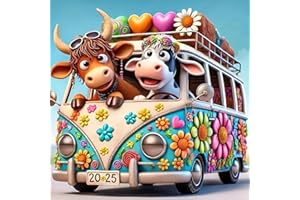 uuxsretaio Cow Diamond Painting Kits for Adults, Bus Diamond Art Kits for Adults Beginner, Adult Diamond Art, DIY Easy Full Drill Diamond Dots Paintings for Home Wall Decor 14X14 Inch