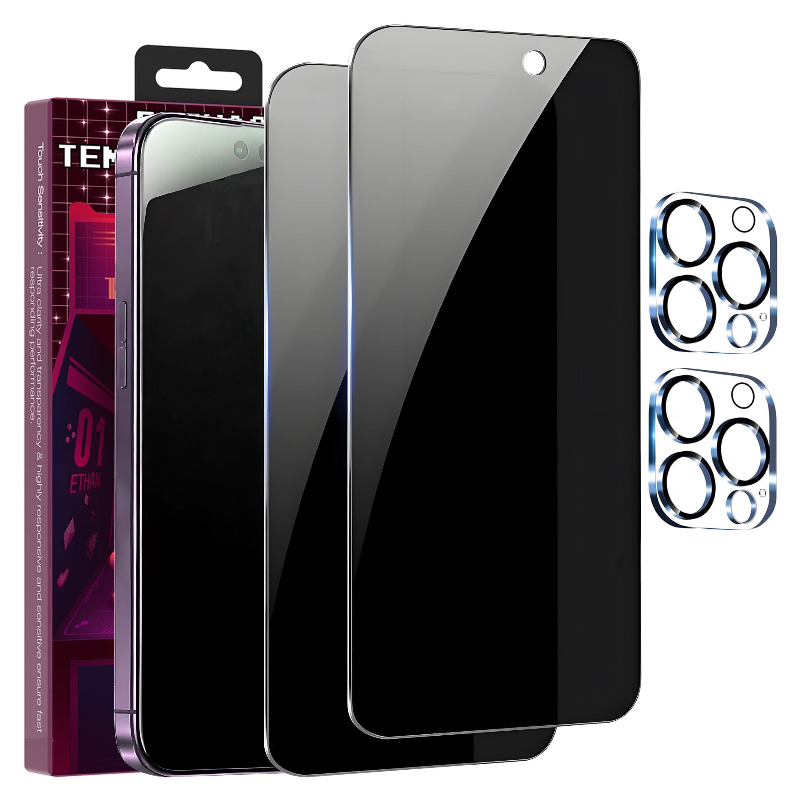 Photo 1 of QSEVNSQ 2+2 Pack for iPhone 11 Pro Privacy Screen Protector with Camera Lens Protector 9H Tempered Glass True 25° Anti Spy Full Coverage Case Friendly