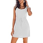 AI'MAGE Swimsuit Cover Up for Women Crochet Hollow Out Bathing Suit Coverups Sleeveless Beach Dress with Pockets S-XXL