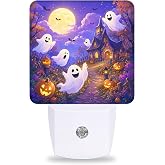 Smoaffly Halloween Ghost Glowing Pumpkin Plug in Night Light - Seasonal Spooky Decorative Accent Light, Dusk to Dawn LED Night Light with Light Sensor for Bedroom Bathroom Hallway Home Decor