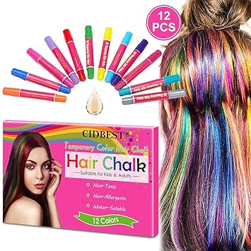 Amazon Com Hair Chalk Hair Chalk Pens 12 Color Temporary Hair