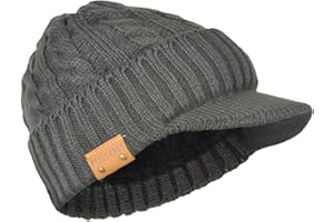 HISSHE Unisex Winter Newsboy Caps Knit Cable Cuff Visor Beanie Hat CB5042