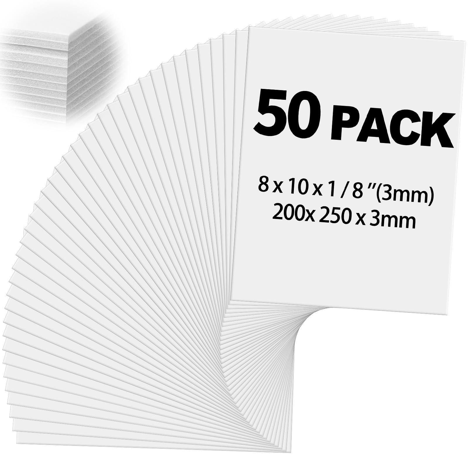 Photo 1 of Frienda 50 Pack Foam Boards 1/8 Inch Thickness Foam Poster Boards for Presentation Board for School Crafts Office Art Projects (White,8 x 10 Inch)