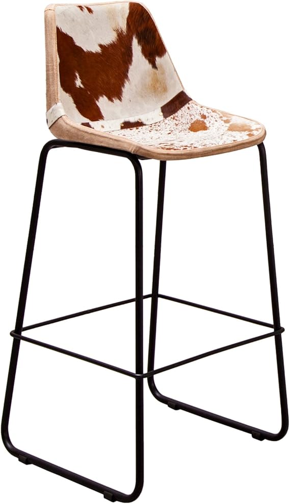 Design Barstuhl TORO hochwertiges Kuhfell braun weiß Barhocker Hocker