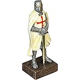 Zeckos Medieval Templar Knight in Battle Armor Painted Resin Statue Figurine - 10 Inches High - Capturing The Spirit of Medieval Courage, Chivalrous Valor and Honor