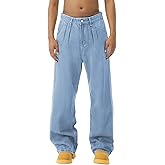 EMMIOL Baggy Jeans Men Wide Leg,Y2k Hip Hop Skater Denim Cargo Pants Casual Loose Fit,Relaxed Long Trousers
