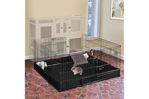 SUUMERPETY Rabbit Playpen，Small Animal Cage with Waterproof Mat, 48" L*48" W*24" H Metal Hedgehog with Door, C&C Cage for Guinea Pigs, Bunny, Hedgehogs, Chinchillas(Playpen Only)