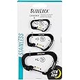 Nite Ize Slidelock Stainless Steel Locking Carabiner - Keychain Carabiner with Locking Gate - Carabiner Clip for Keys, Camping Accessories & More - Assorted Sizes, Black (3 Pack)