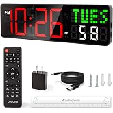 Home Gym Timer, 12'' Interval Workout Clock with Seconds | Remote Control | 5 Display Modes, 4 Alarms | Countdown Wall Clock for Gym Garage Crossfit HIIT Classroom