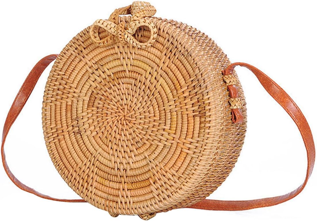 Beauty YaYa Womens Bali Ata Rattan Woven Crossbody Bag | Handbag | Tote Bag with Bow Clasp