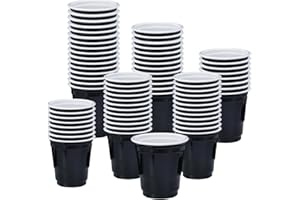 MUNILAIL 100 Pack 2 Oz Plastic Shot Cups Disposable Shot Glasses Black Shot Cups for Party Wedding Wine Beer Shooting Games Mini Shot Cups