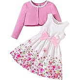 Little Girls Dress and Cardigan Sets 2 Piece Floral Print Sleeveless Dress Lace Edge Sweaters Spring Full Clothes for 2-7Y