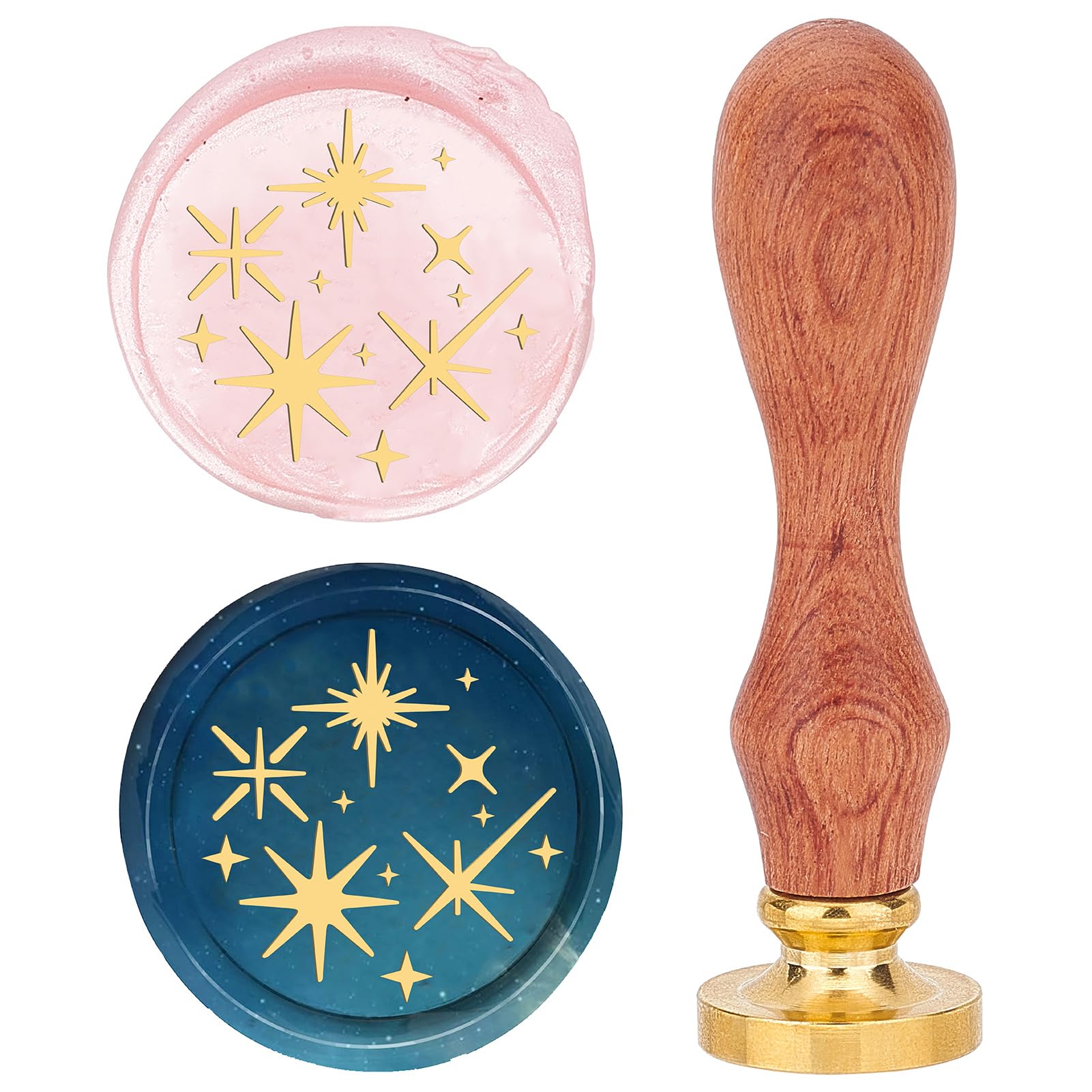 CRASPIRE Star Wax Seal Stamp 25mm Sealing Wax Stamps Retro Rosewood Handle Removable Brass Head for Wedding Invitations Envelopes Halloween Christmas Thanksgiving Gift Packing