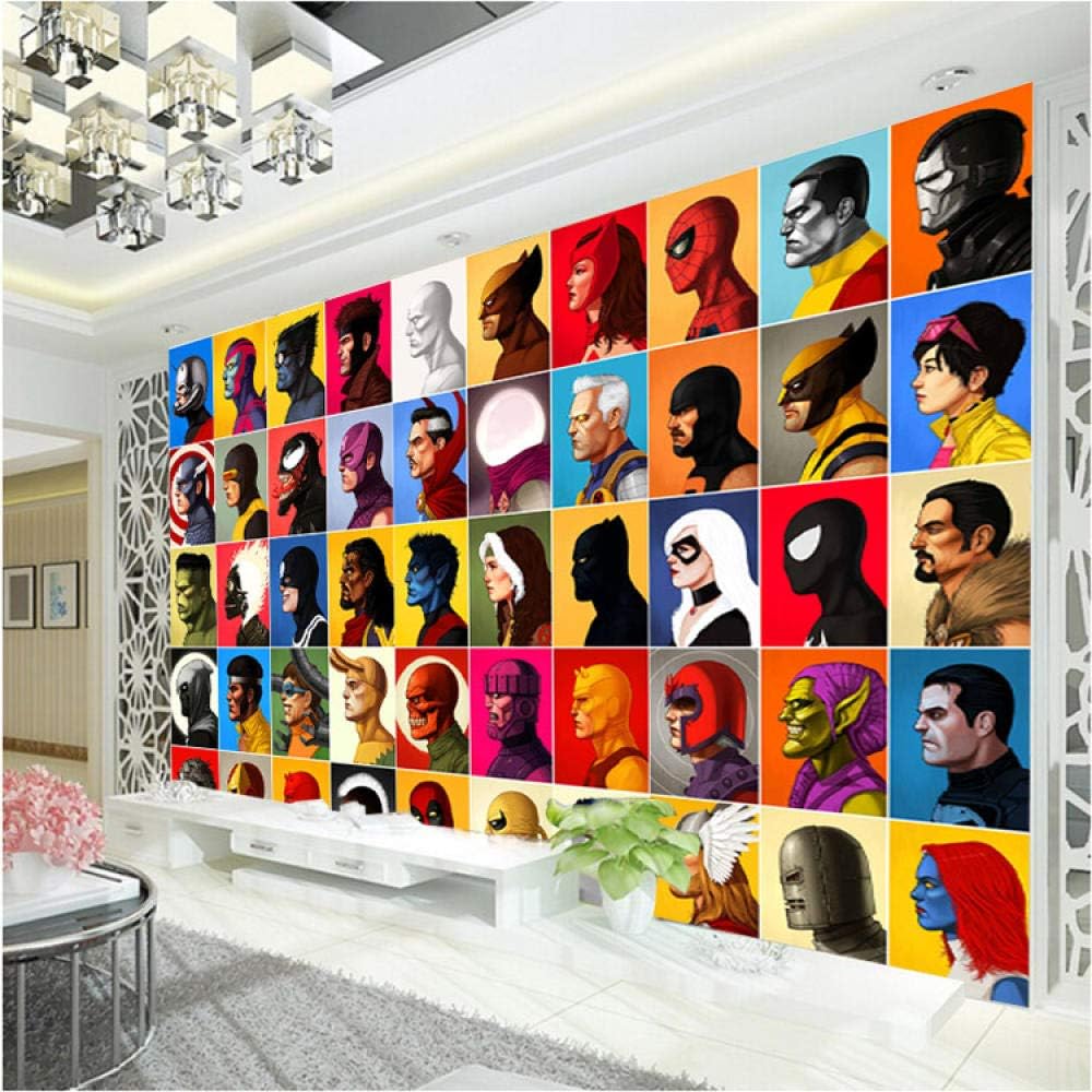 Wallpaper Mural Superhero Comics Wallpaper Spiderman Wall Mural Captain America Photo Wallpaper Kids Bedroom Wall Covering Avengers Room Decor-100x144cm