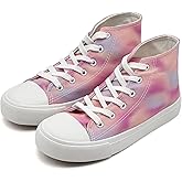 Duovodu Kids Canvas Sneakers for Girls Boys High Top Canvas Fashion Shoes Comfortable Classic Casual Lace up Walking Running Shoes