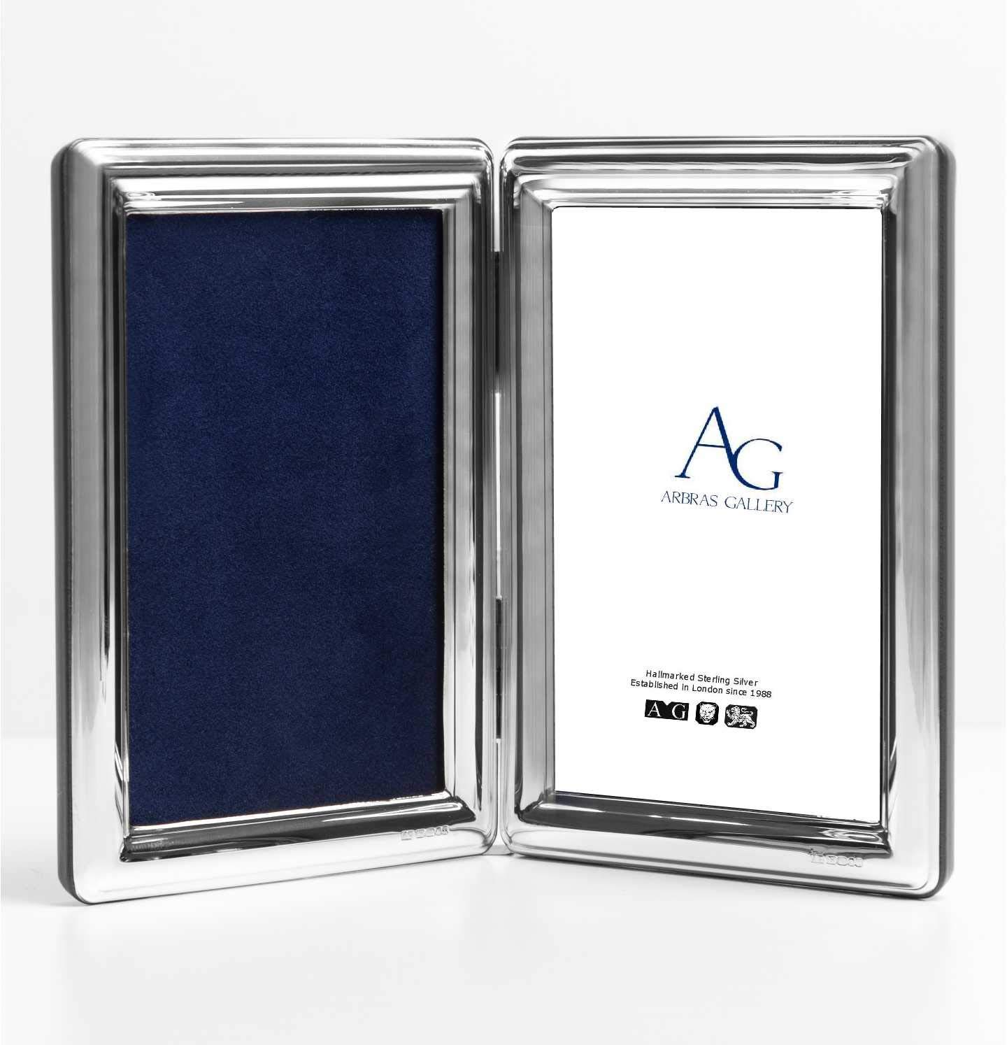 Arbras Gallery AG Classic Hinged Double Silver Photo Frame 5x3.5 Inch