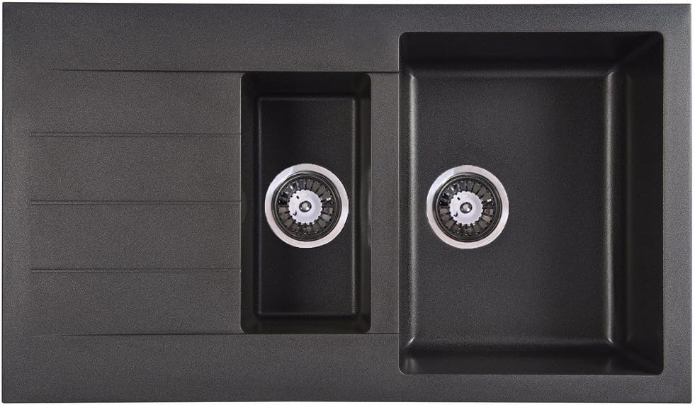 Astini Palermo 1.5 Bowl Granite Volcano Black Kitchen Sink & Waste