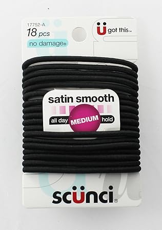 Amazon Com Scunci No Damage Satin Smooth Medium Hold Black Hair