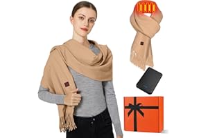 WODESID Heated Scarf for Women Men Rechargeable Heated Scarves Blanket with Battery Pack Neck Heating Pad Electric Scarf Heated