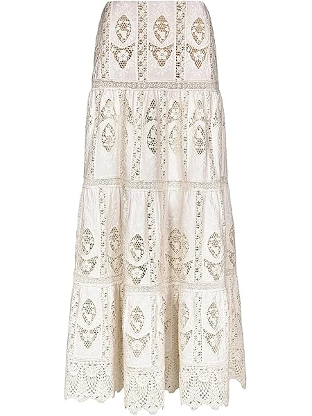 Johanna Ortiz Micaela Highlighted Fields Embroidered Tiered Maxi Skirt