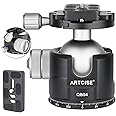 Low Profile Ball Head Unique 54mm Ball 360 Panoramic Tripod head CNC Aluminium Alloy Metal Ball-head Arca Swiss Quick Release Plate Max Loading 77lbs/35kg
