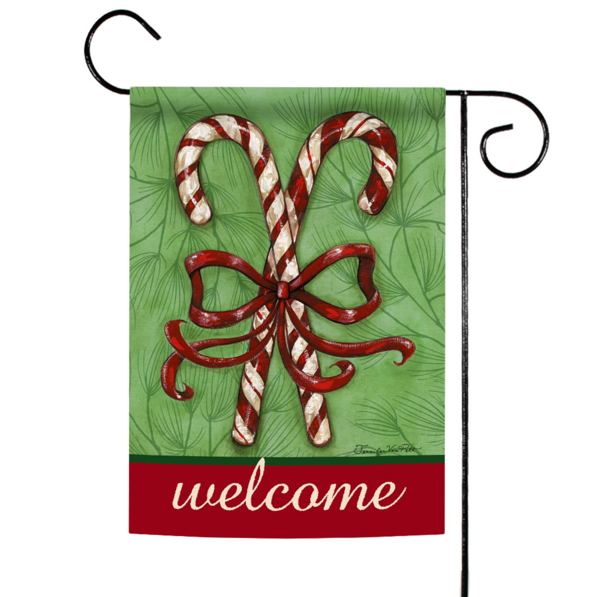 Toland Home Garden Candy Cane Welcome 12.5 x 18-Inch Decorative USA-Produced Garden Flag