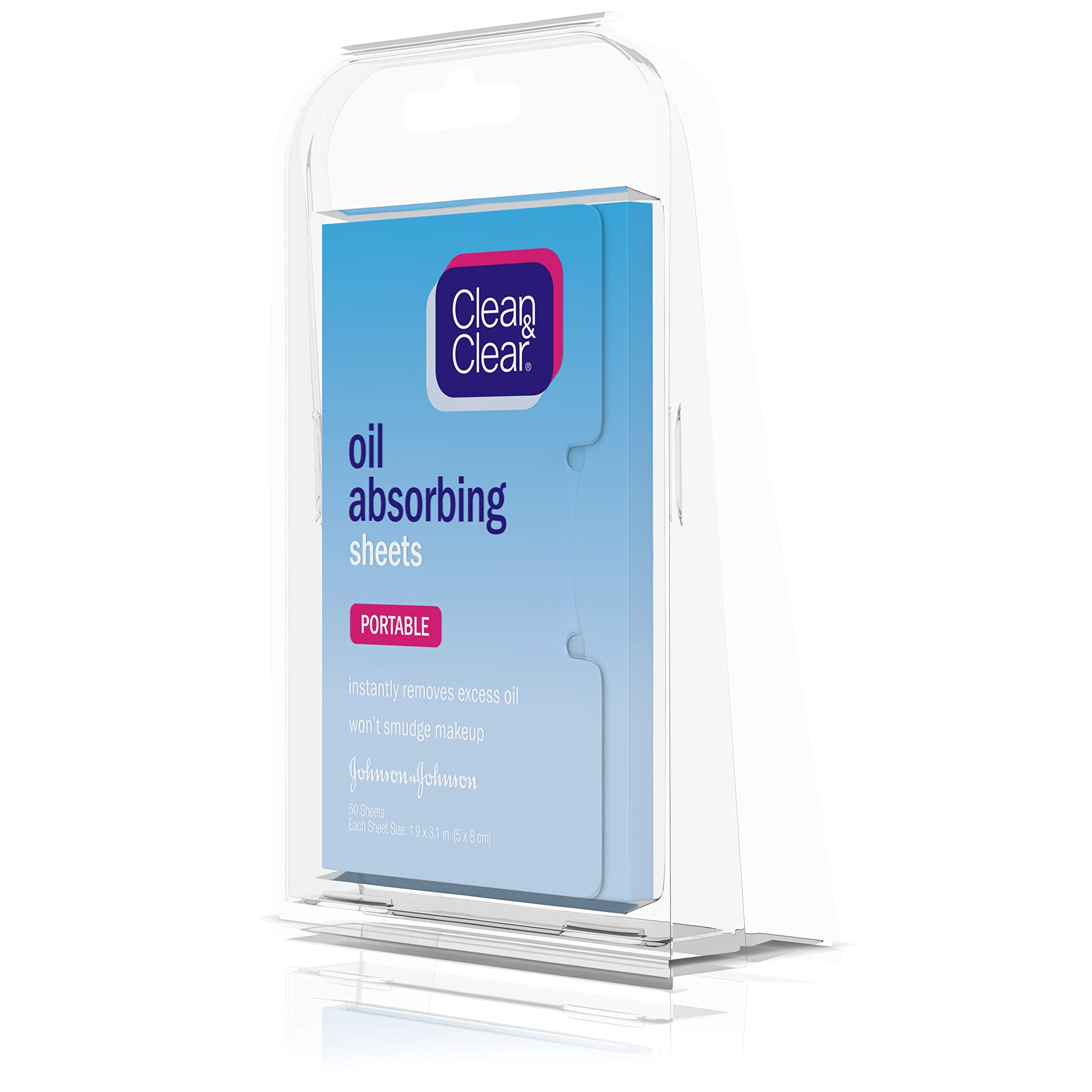 Clean & Clear Oil Absorbing Facial Sheets, Portable Blotting Papers for Face and Nose, Blotting Sheets for Oily Skin to Instantly Remove Excess Oil and Shine, Absorbing Blotting Papers, 50 ct