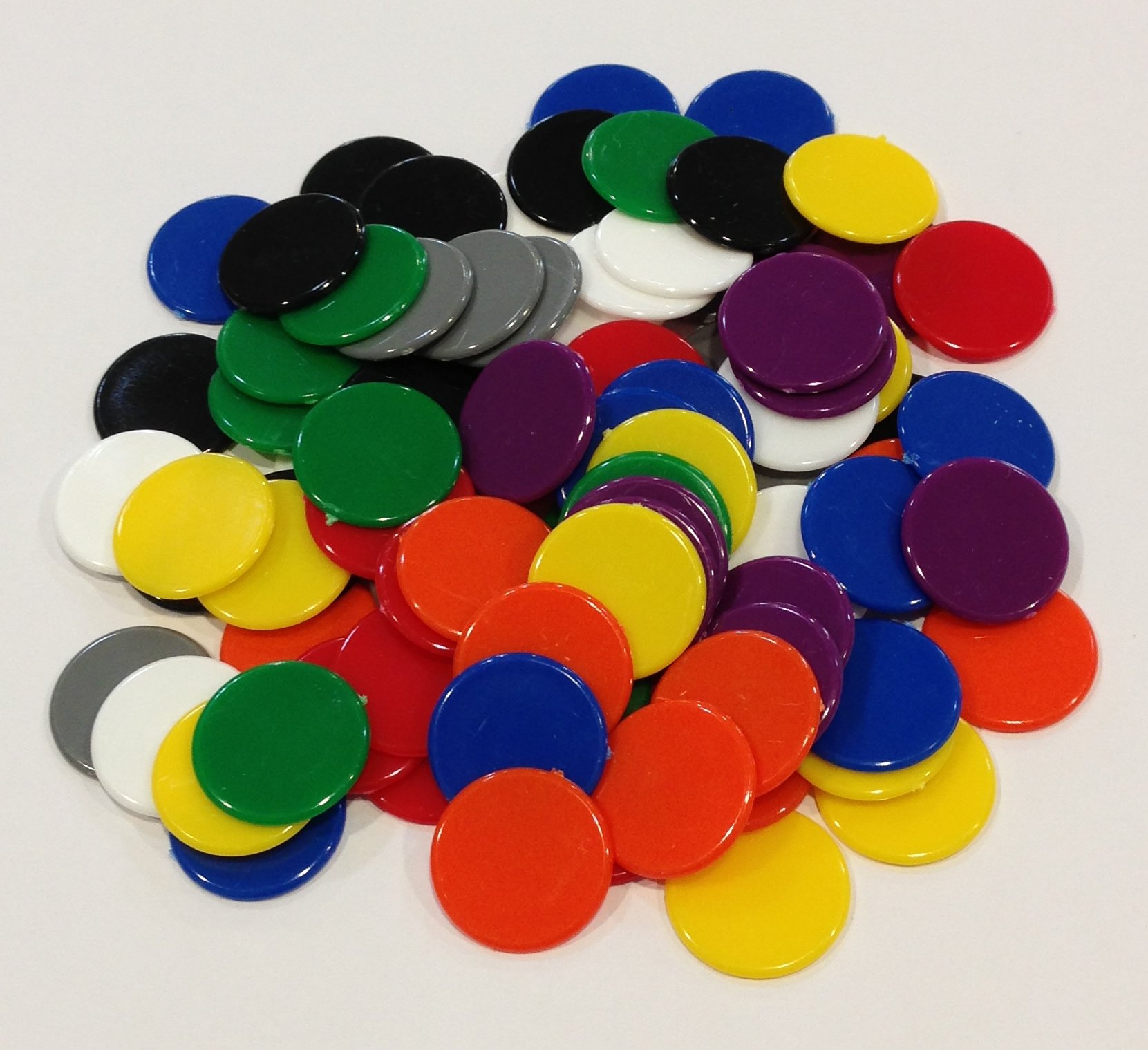 Buy Plastic Counters (90) Black, Grey, White, Red, Orange, Yellow