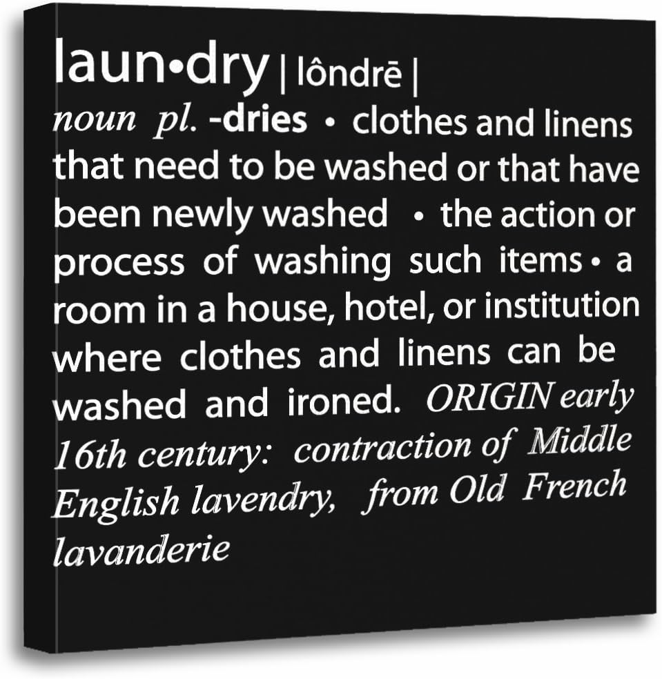 Amazon Com Torass Canvas Wall Art Print House Definition Of Laundry Black White Room Artwork For Home Decor 20 X 20 Posters Prints