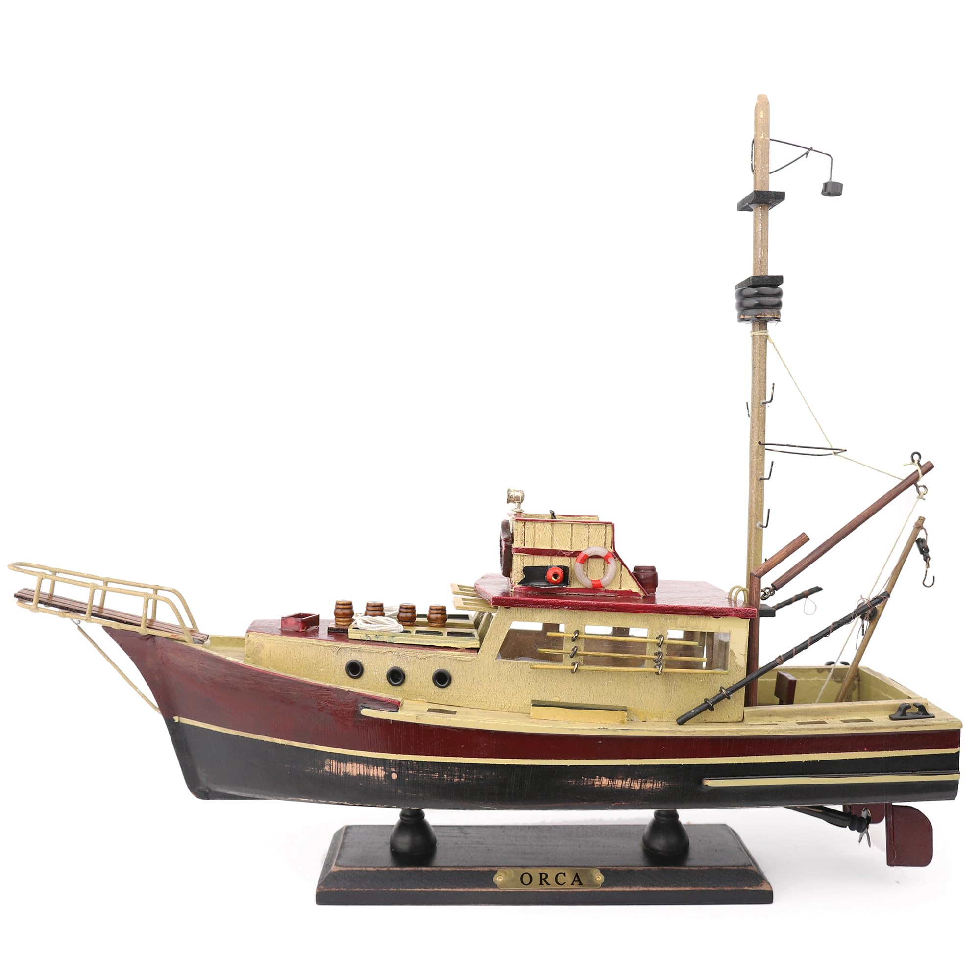 Photo 1 of NAUTIMALL Jaws Orca Wooden Ship Model Shark Fishing Boat Pre-Assembled Antique Finish Sailboat Decor (Orca-15inch)