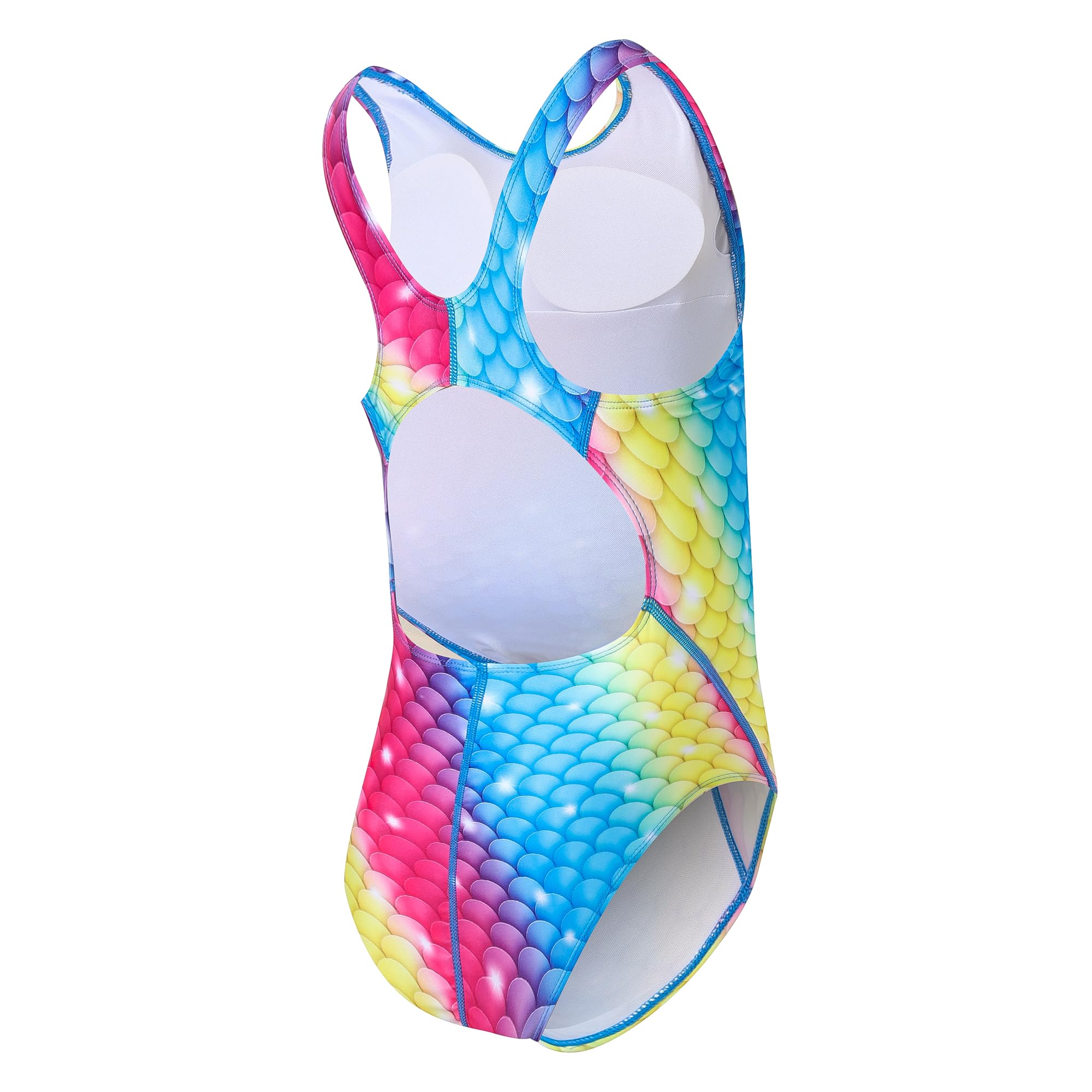 Photo 1 of J·E STERGUARD J.E Sterguard Girls' One Piece Swimsuit Have Lining Girls Bathing Suits, Fit Swimming Team Practice and Competition Rainbow Mermaid Colored Girls Swimsuits Size 6 1286-10