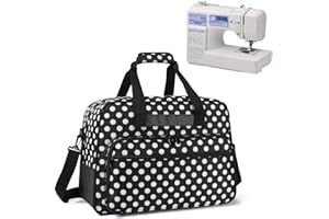 Yarwo Sewing Machine Tote Bag, Universal Portable Carrying Case with Anti-slip Padded Bottom Compatible with Most Standard Sewing Machine and Supplies, Black Dots