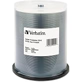 Verbatim CD-R 700MB 52X White Inkjet Printable Discs, 100 Pack