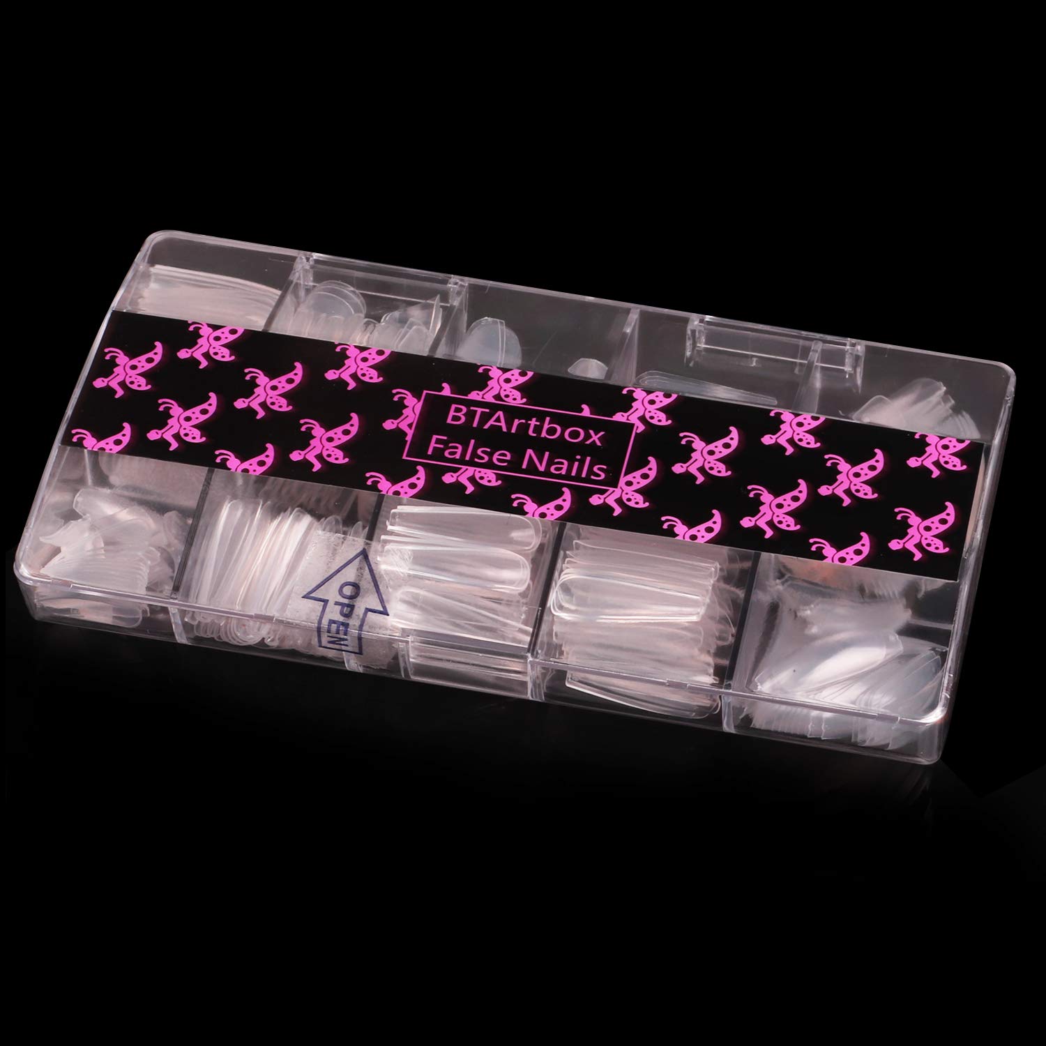 Coffin Nails Long Fake Nails - Clear Acrylic Nails Coffin Shaped Ballerina Nails Tips BTArtbox 500pcs Full Cover False Nail Artificial Nails with Case for Nail Salons and DIY Nail Art, 10 Sizes: Beauty