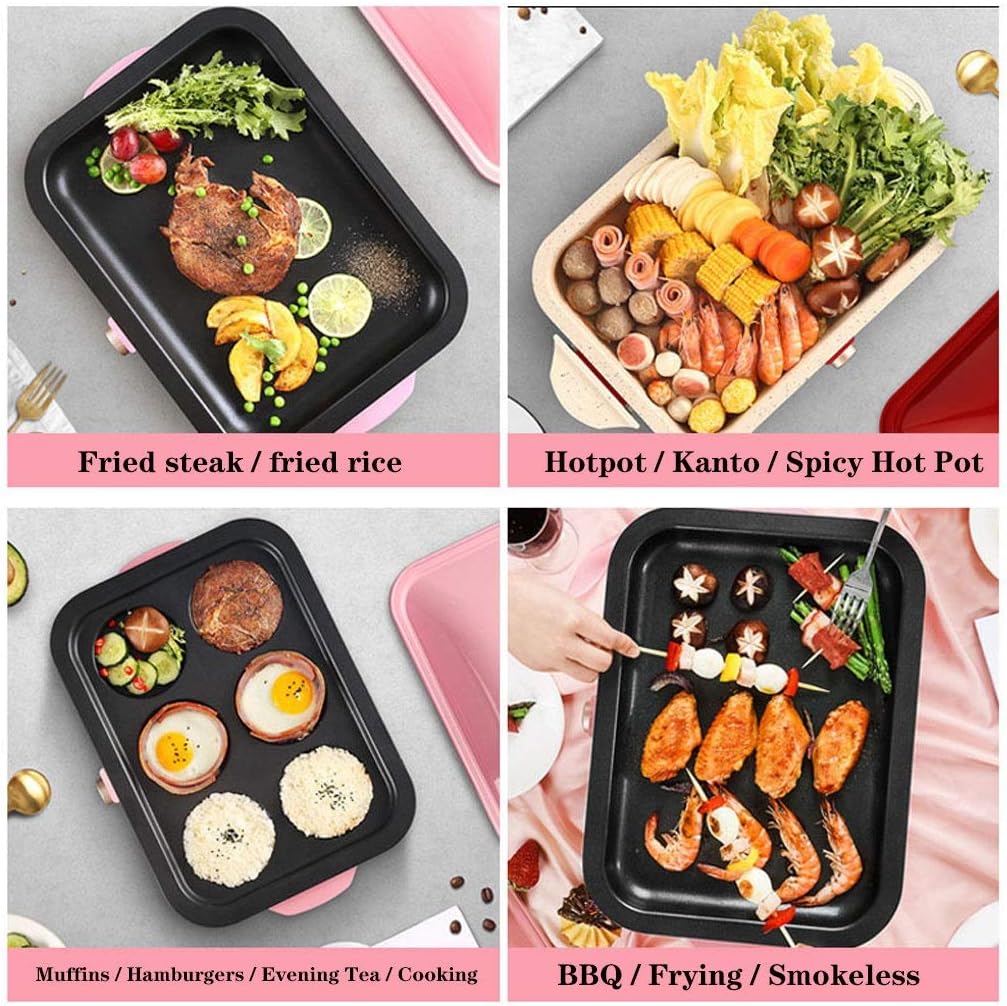 review Multifunction Barbecue Pot Double Pot Electric Hot Pot Electric Grill Thai Barbecue Grill Korean BBQ Hot Pot Electric [Energy Class A] (Color : Matcha Green)