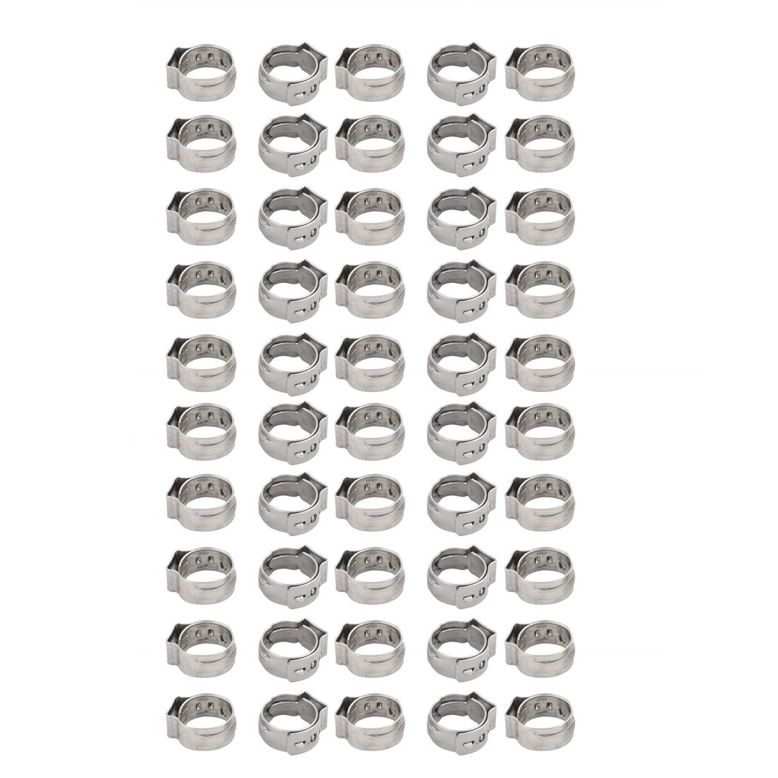 Sourcingmap 10.3mm-12.8mm 304 Stainless Steel Adjustable Tube Hose Clamps Silver Tone 50pcs