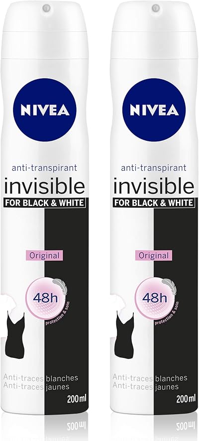 Nivea Invisible Black White Clear Deodorant 200ml Pack of 2 Antiperspirant