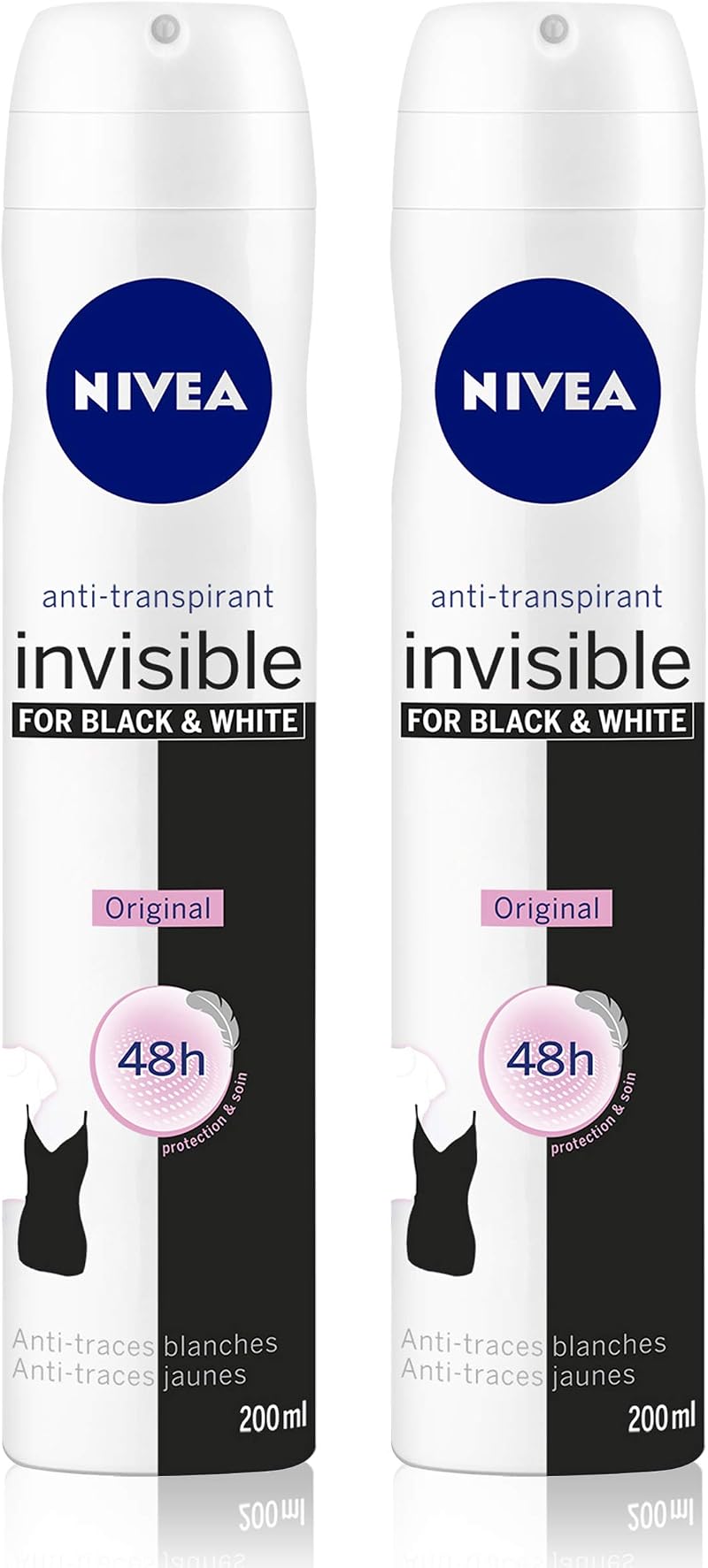 Nivea Invisible Black White Clear Deodorant 200ml Pack of 2 Antiperspirant