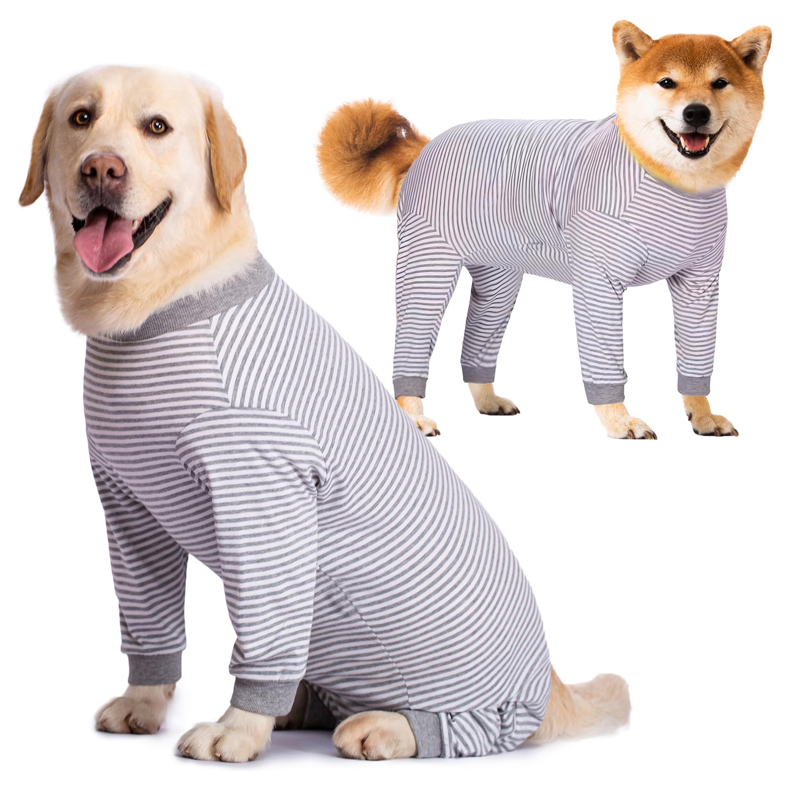 Yeapeeto Dog Onesie Surgery Recovery Suit for Large Medium Bodysuit Dogs Pajamas PJS Full Body for Shedding, Prevent Licking, Wound Protection, Cone Alternative(2XL, Grey)