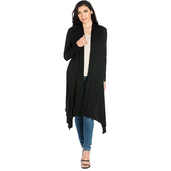 Rswnyirn Cárdigan Largo Con Frente Abierto Para Mujer, Ligero, Manga Larga, Para Verano, Suelto, Negro