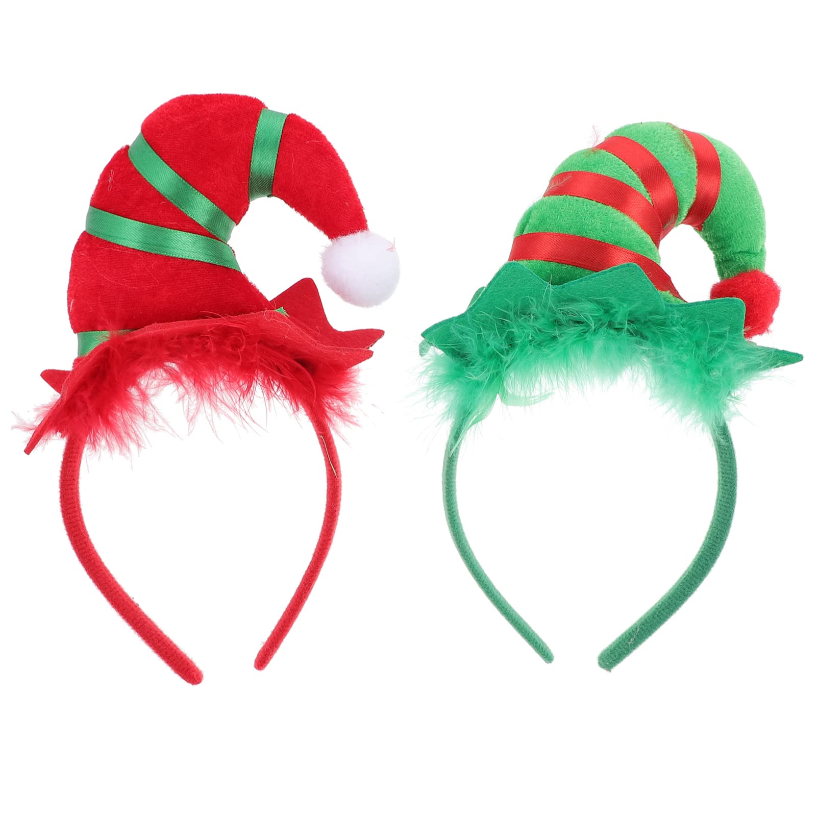 Christmas Hat Hairbands 2pcs Christmas Headband Santa Hat Headpiece Christmas Holiday Headwear for Christmas Party Favors