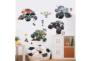 wondever Racing Car Wall Stickers Truck Vehicles Peel and Stick Wall Art Decals for Boys Room Kids Bedroom Playroom