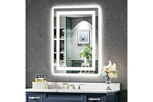 YEELAIT 20x28 Inch LED Bathroom Mirror with Lights Front and Backlit Lighted Vanity Mirror for Bathroom Wall with 3 Colors Dimmable Anti-Fog Memory Shatter-Proof IP54 Waterproof Horizontal/Vertical