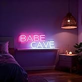 Neonawall Babe Cave Neon Sign for Wall Decor Pink Light Up Letters Led Sign Birthday Party Gifts Led Decorative Night Signs Girl’s Room Decorations Christmas Gift for Friend Family Home Bedroom