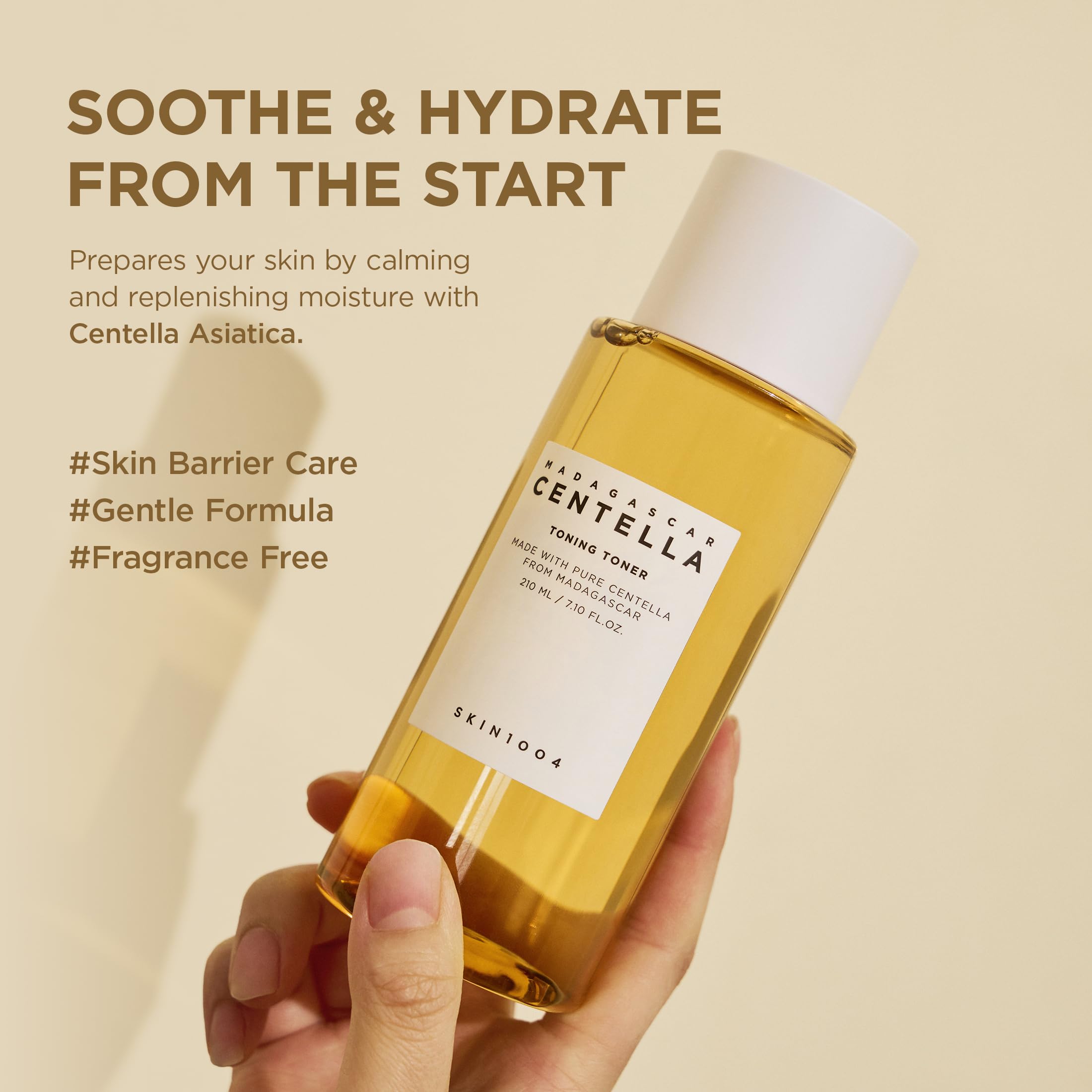 SKIN1004 Centella Asiatica Toning Toner - Gentle Exfoliating PHA Toner (210ml or 7.1 fl. oz) - for Sensitive or Acne-Prone Skin