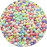 YUEXIGO 700pcs Acrylic Round Beads for Crafts 6mm Resin Candy Color Spacer Beads with Hole for Jewelry Making Sewing Crafts Decoration Necklaces Bracelets Earrings Supplies(Frosted Mix Colors)