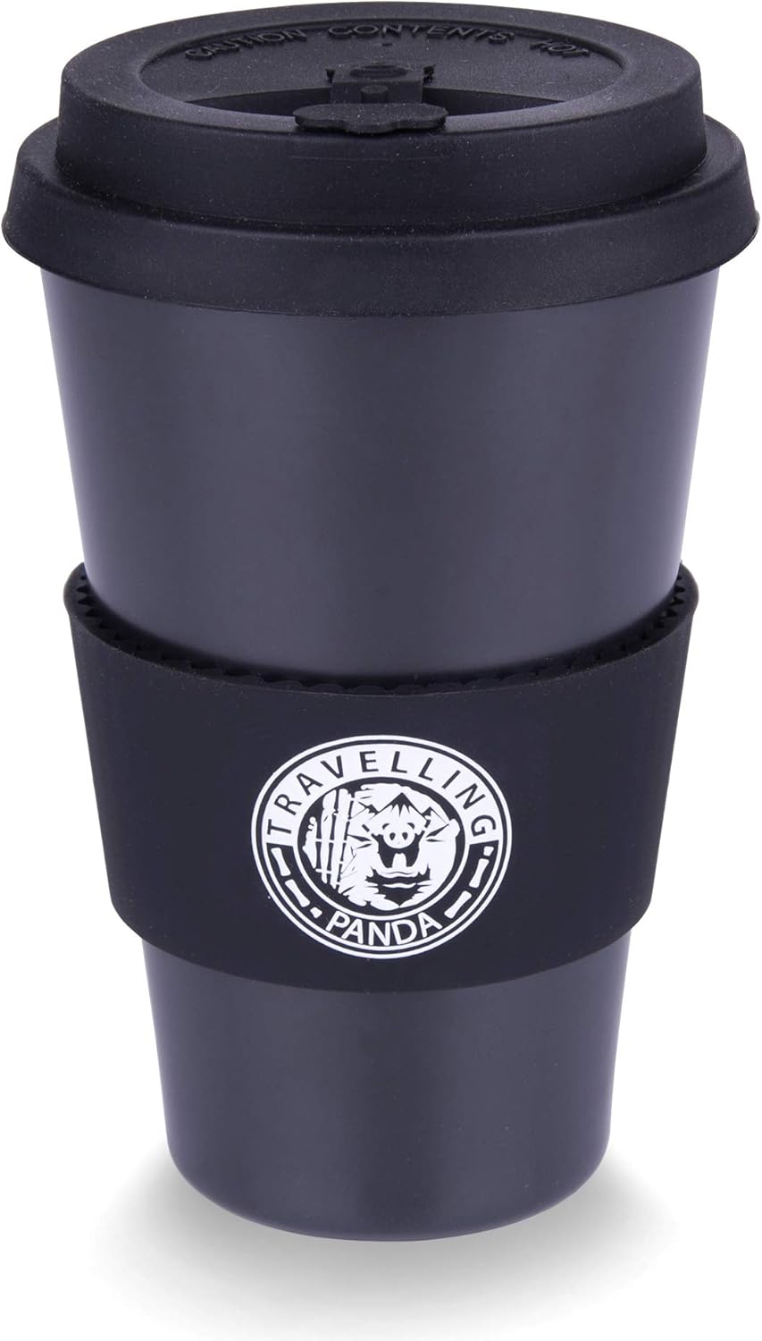 Eco Friendly Bamboo Coffee Cup Reusable Travel Mug Travel Cup Dishwasher Safe All Black Design By Travelling Panda Ideal On The Go Coffee Mug Hot Drinks Biodegradeable Leakproof Eco Travel Mugs
