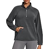 IUGA Soft Quarter Zip Pullover Cropped Sweatshirts for Women Half Zip Pullover Drawstring Hem with Pockets